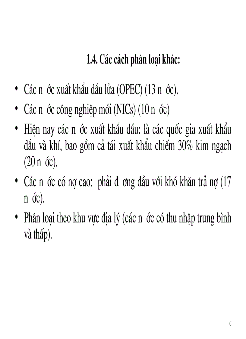 Đặc điểm chung của các nước đang phát triển