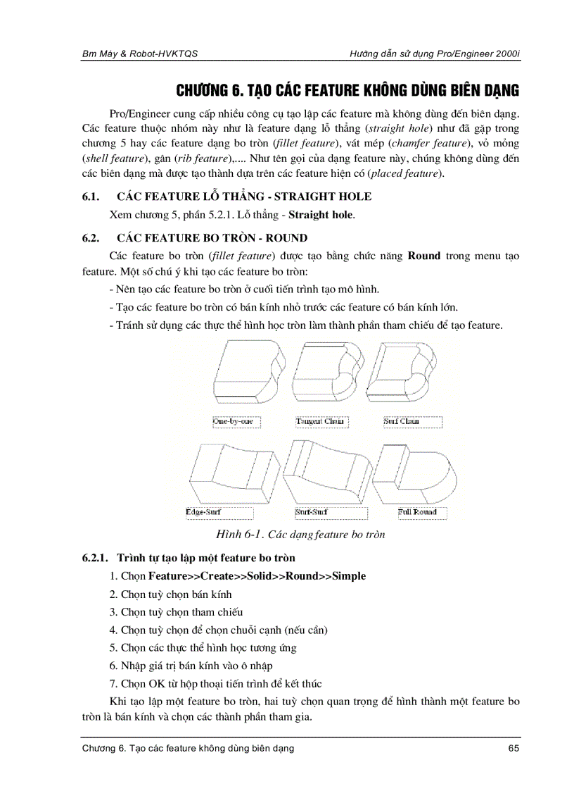 image for page Ebook Pro Engineer Tạo các feature không dùng biên dạng