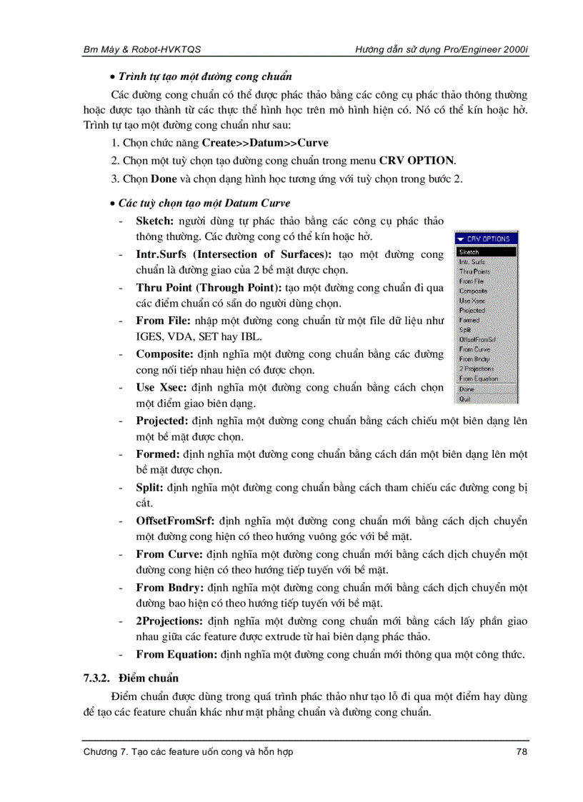Ebook Pro Engineer Tạo các feature uốn cong và hỗn hợp