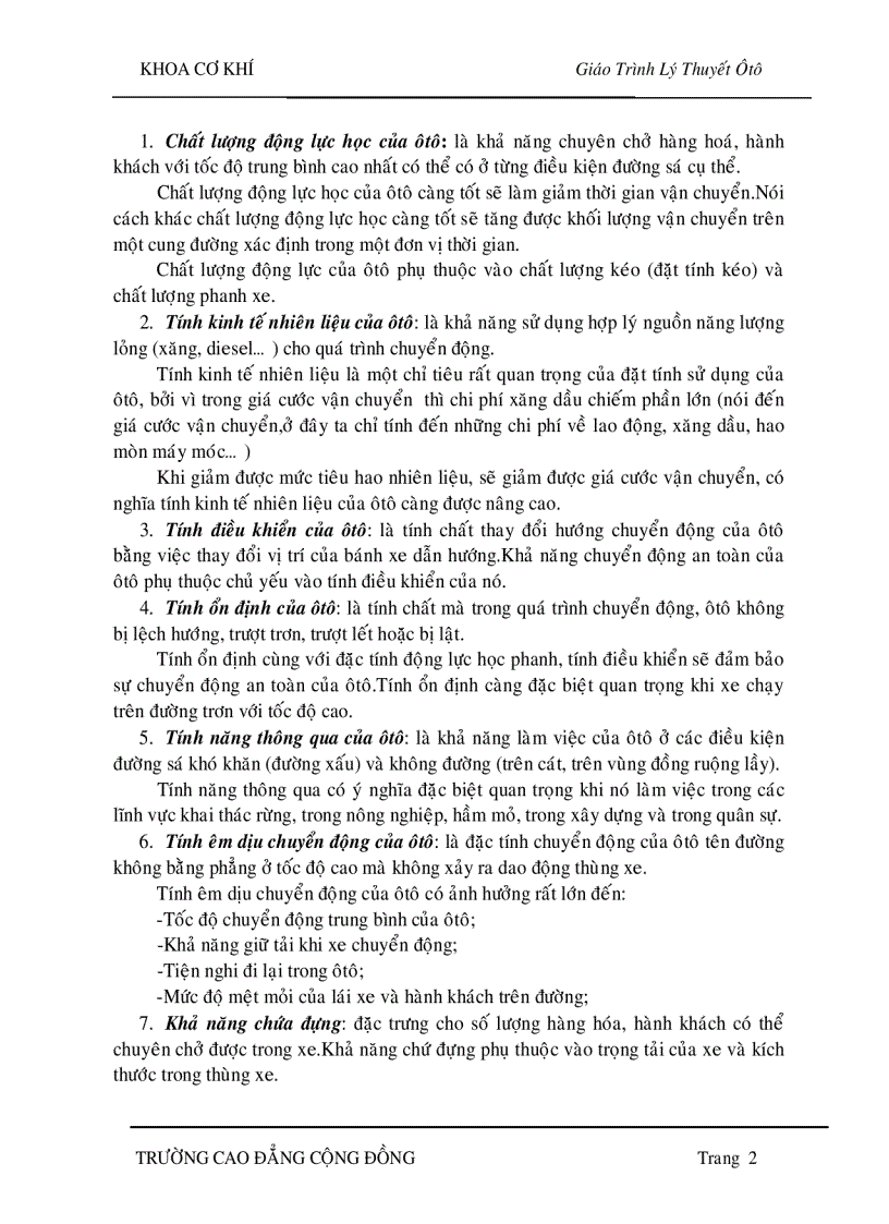 image for page Lý thuyết ôtô Lực và momen tác động lên ôtô