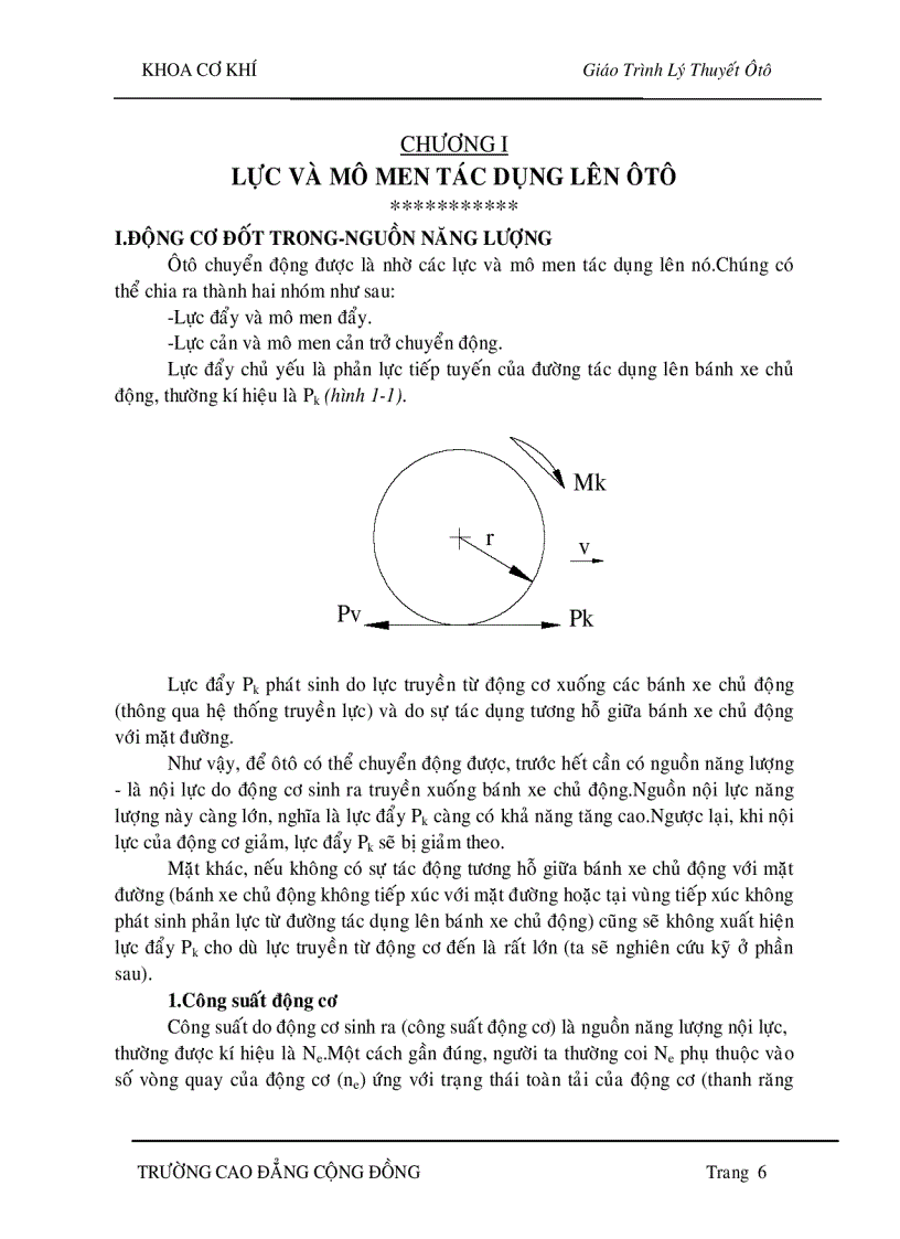image for page Lý thuyết ôtô Lực và momen tác động lên ôtô
