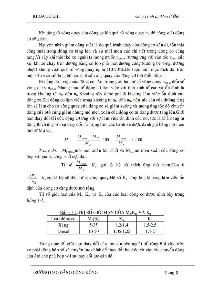 image for page Lý thuyết ôtô Lực và momen tác động lên ôtô