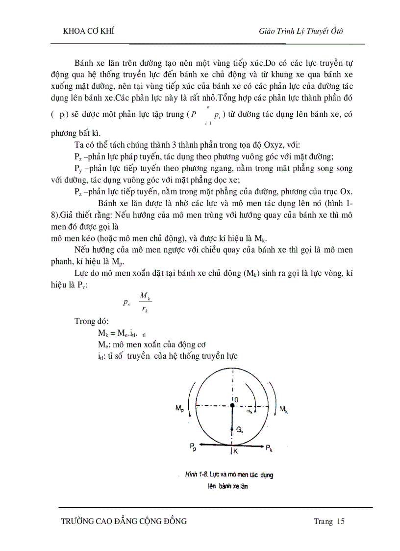 image for page Lý thuyết ôtô Lực và momen tác động lên ôtô