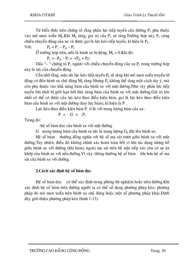 image for page Lý thuyết ôtô Lực và momen tác động lên ôtô