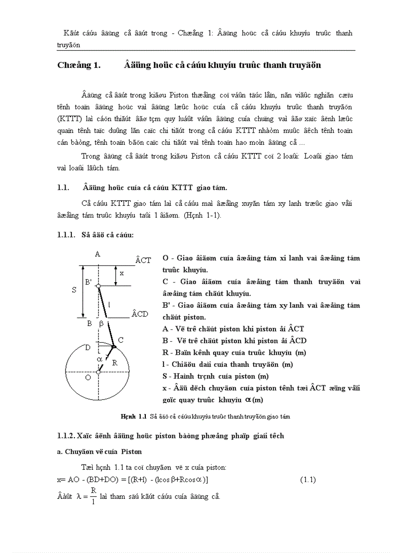image for page Kết cấu động cơ đốt trong Động học cơ cấu khuỷu trục thanh truyền