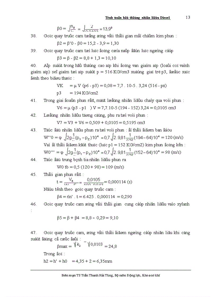 image for page TÍNH TOÁN hệ thống nhiên liệu Diesel