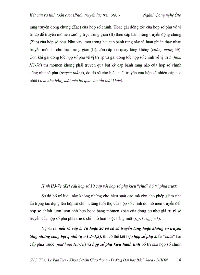 image for page Kết cấu và tính toán ôtô hộp số ôtô