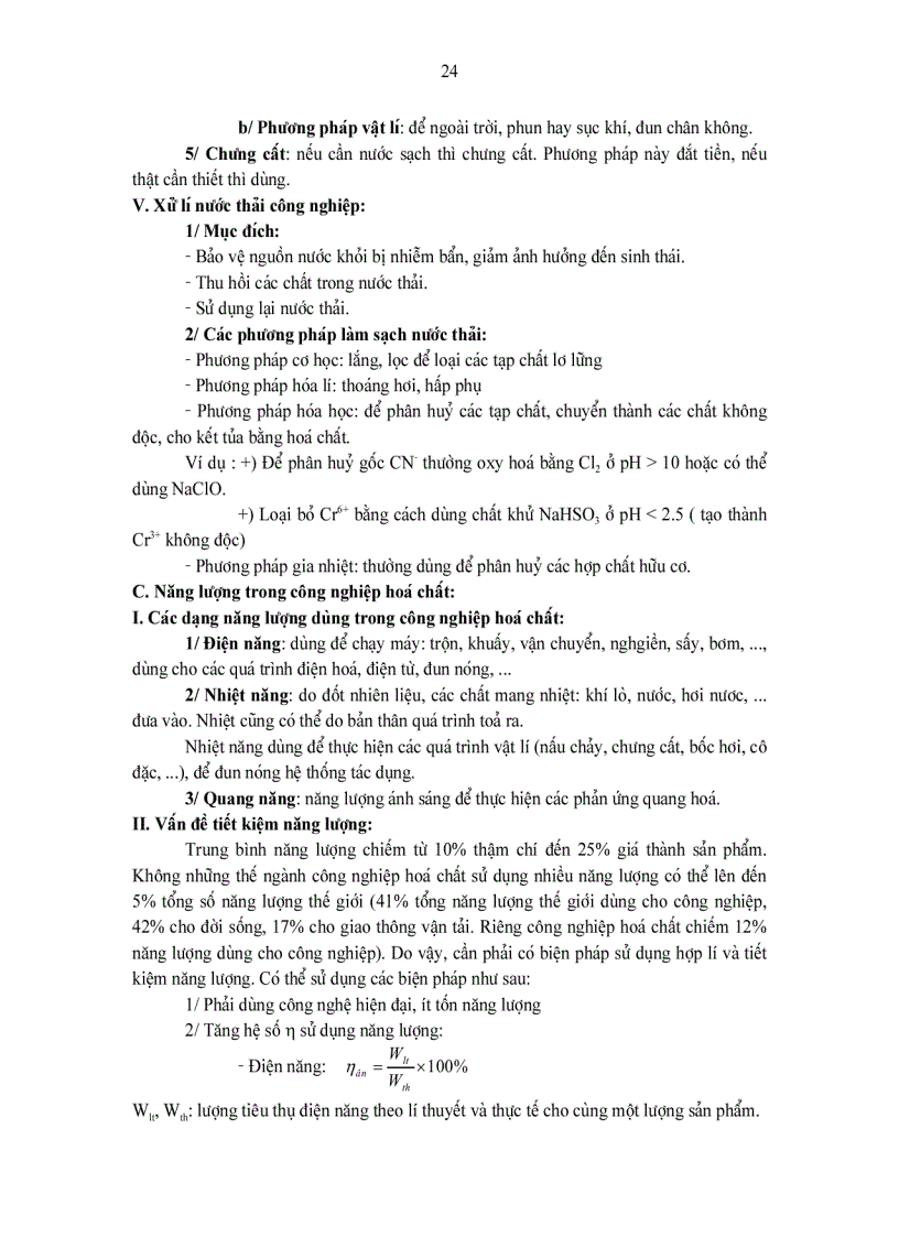 image for page Thiết bị và quá trình truyền chất NGUYÊN LIỆU NƯỚC VÀ NĂNG LƯỢNG TRONG CÔNG NGHỆ HOÁ HỌC