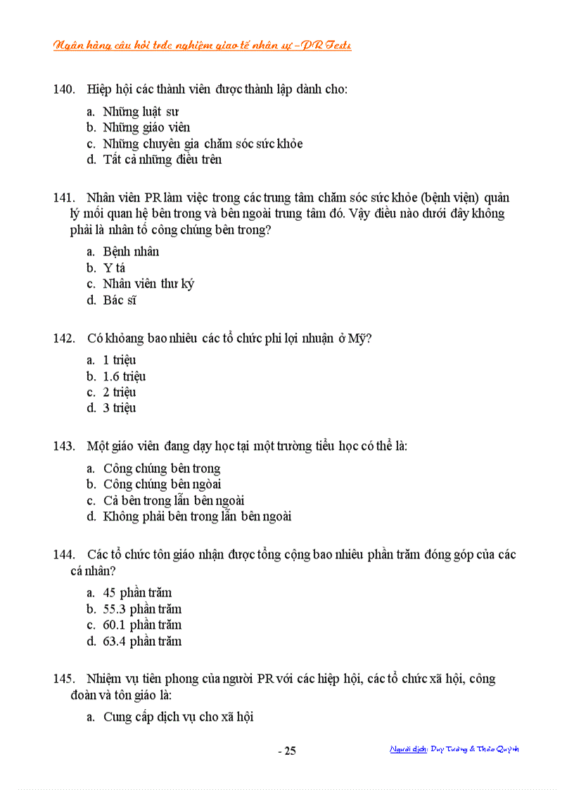 image for page Ngân hàng câu hỏi trắc nghiệm về giao tế nhân sự Public Relations PR Tests