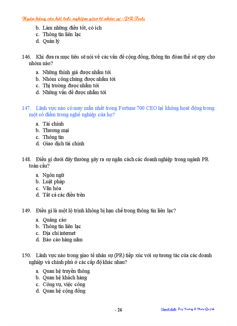 image for page Ngân hàng câu hỏi trắc nghiệm về giao tế nhân sự Public Relations PR Tests