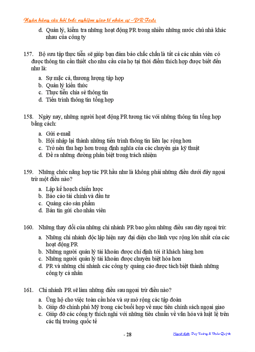 image for page Ngân hàng câu hỏi trắc nghiệm về giao tế nhân sự Public Relations PR Tests