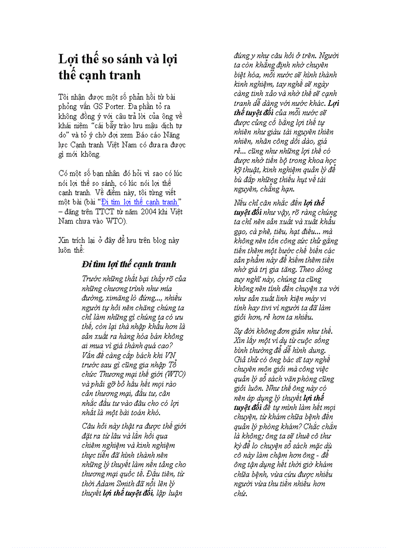 image for page Lợi thế so sánh và lợi thế cạnh tranh