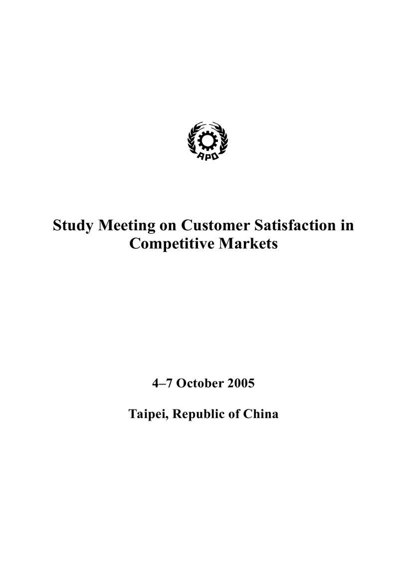 Study Meeting on Customer Satisfaction in Competitive Markets