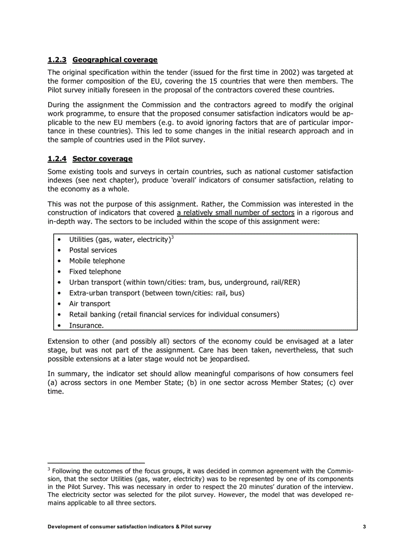image for page Development of indicators on consumer satisfaction and Pilot survey