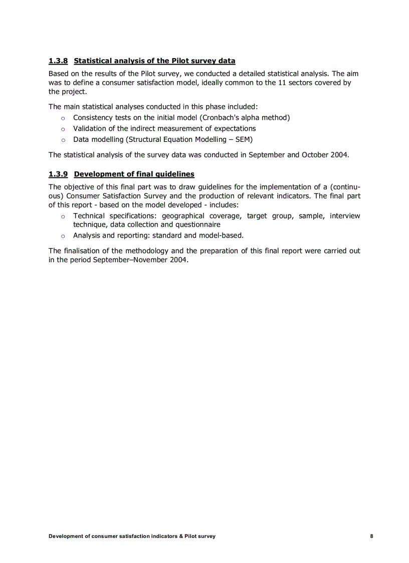 image for page Development of indicators on consumer satisfaction and Pilot survey