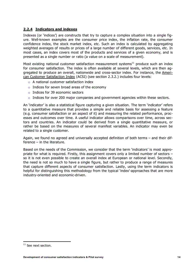 image for page Development of indicators on consumer satisfaction and Pilot survey