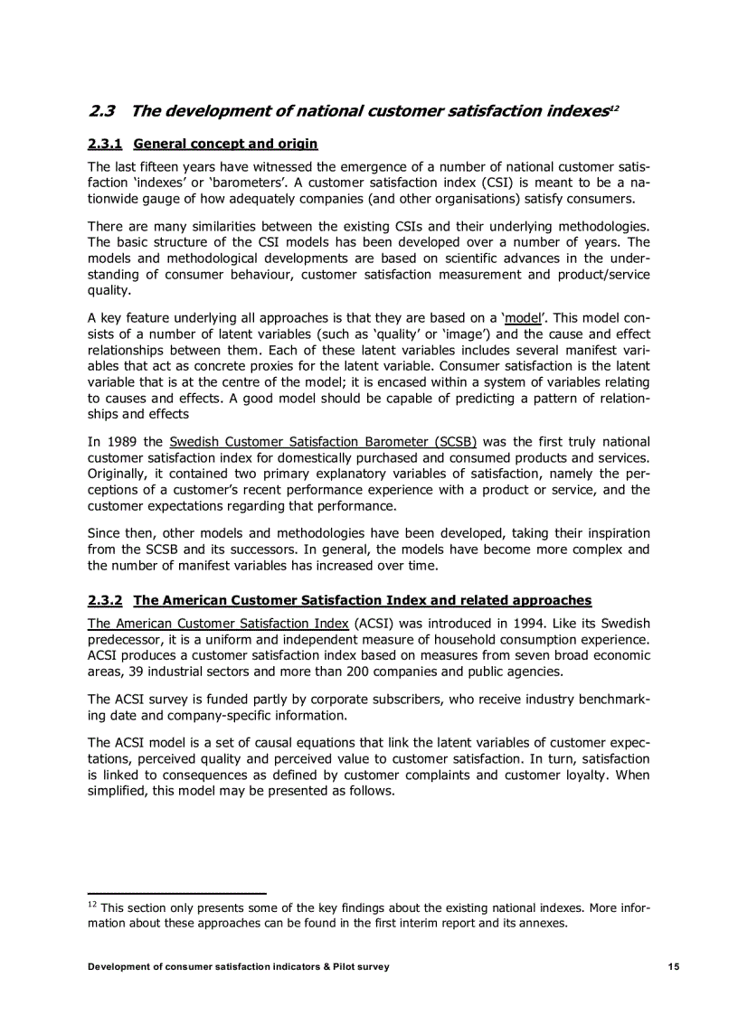 image for page Development of indicators on consumer satisfaction and Pilot survey
