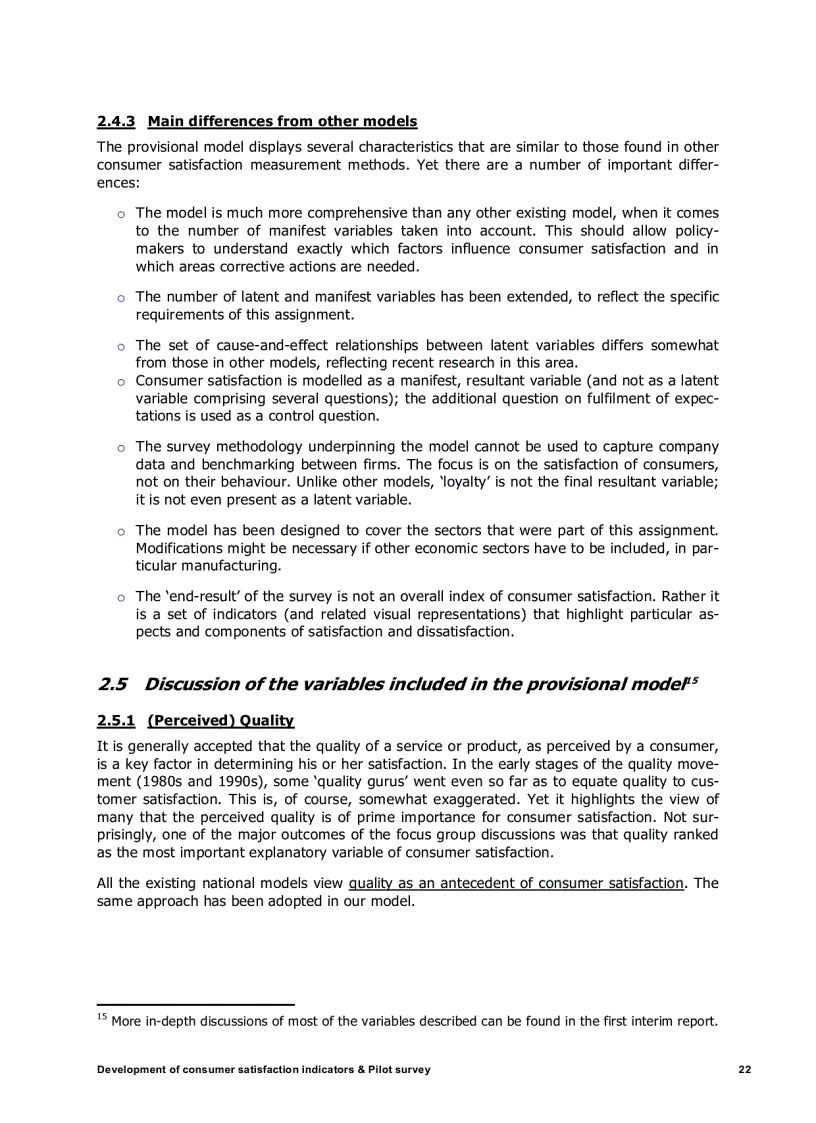 image for page Development of indicators on consumer satisfaction and Pilot survey