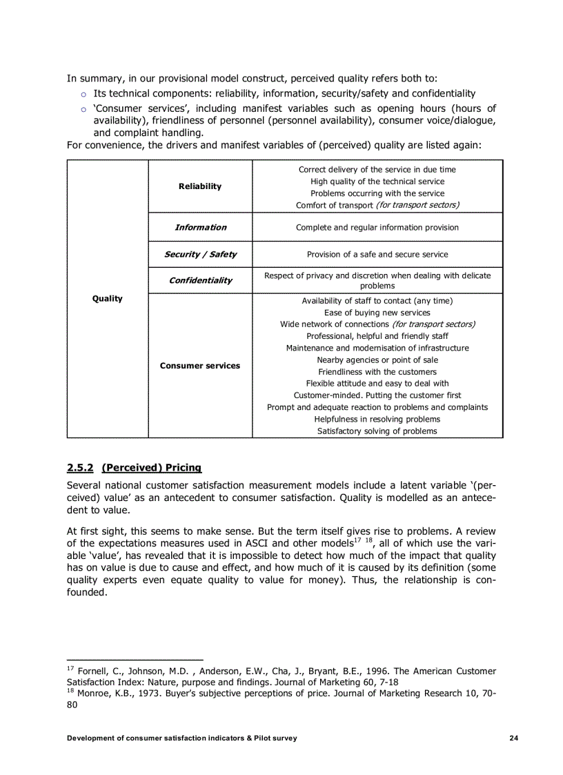image for page Development of indicators on consumer satisfaction and Pilot survey