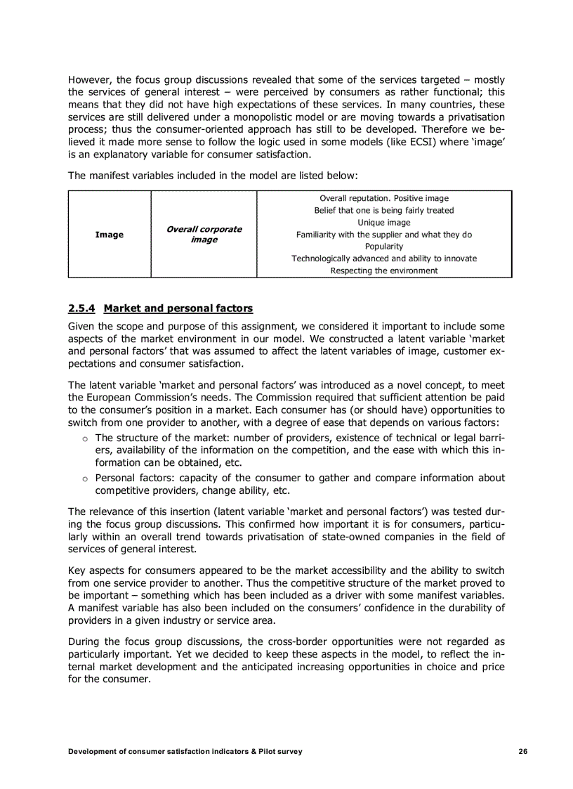 image for page Development of indicators on consumer satisfaction and Pilot survey