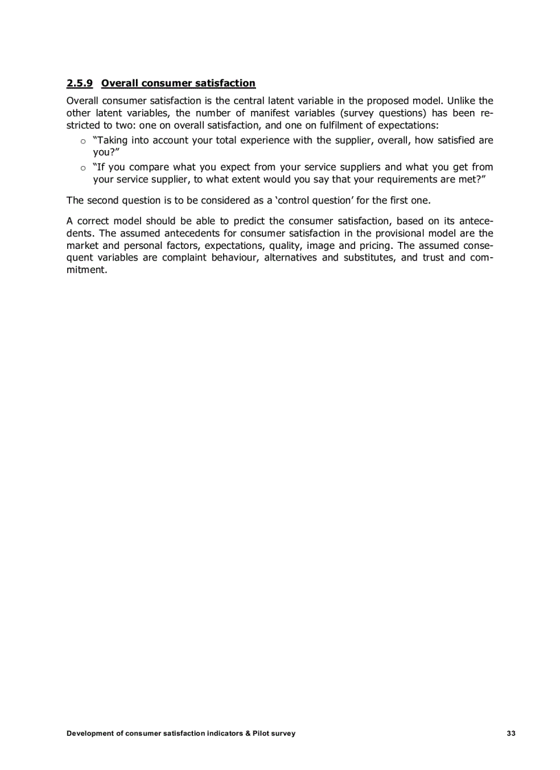 image for page Development of indicators on consumer satisfaction and Pilot survey