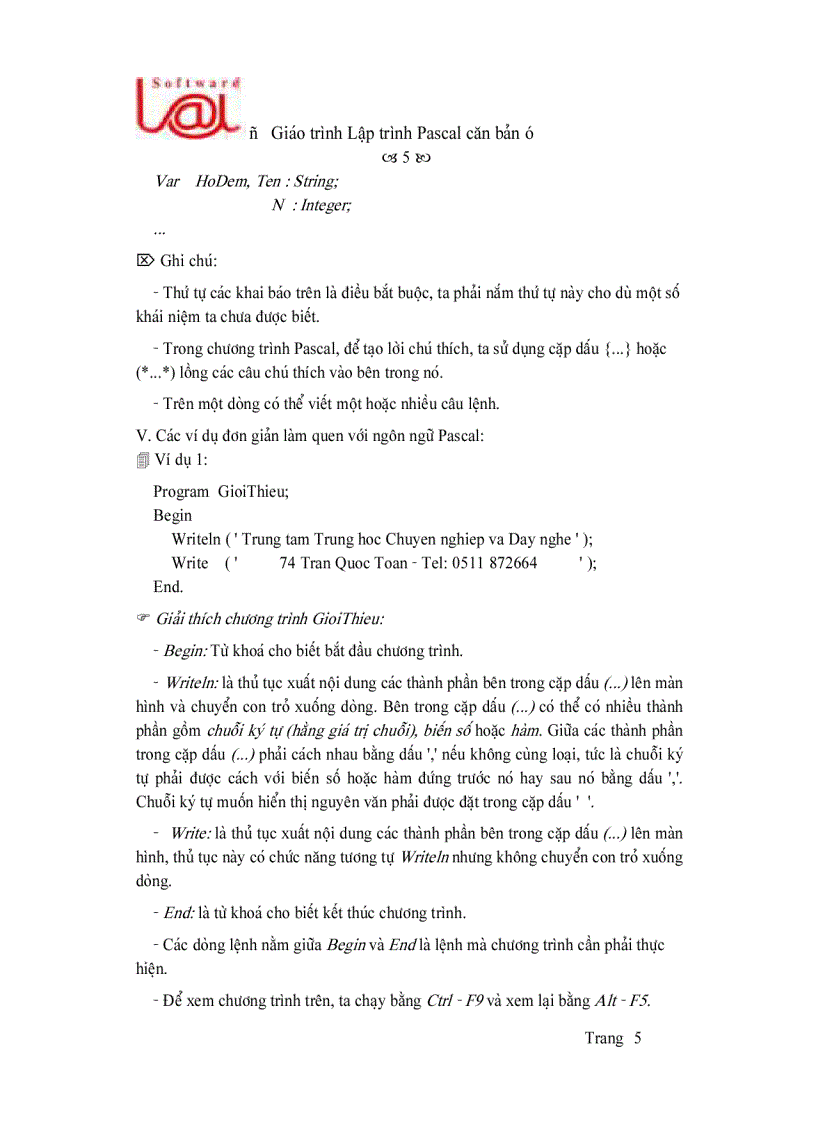 image for page Giáo trình Pascal căn bản