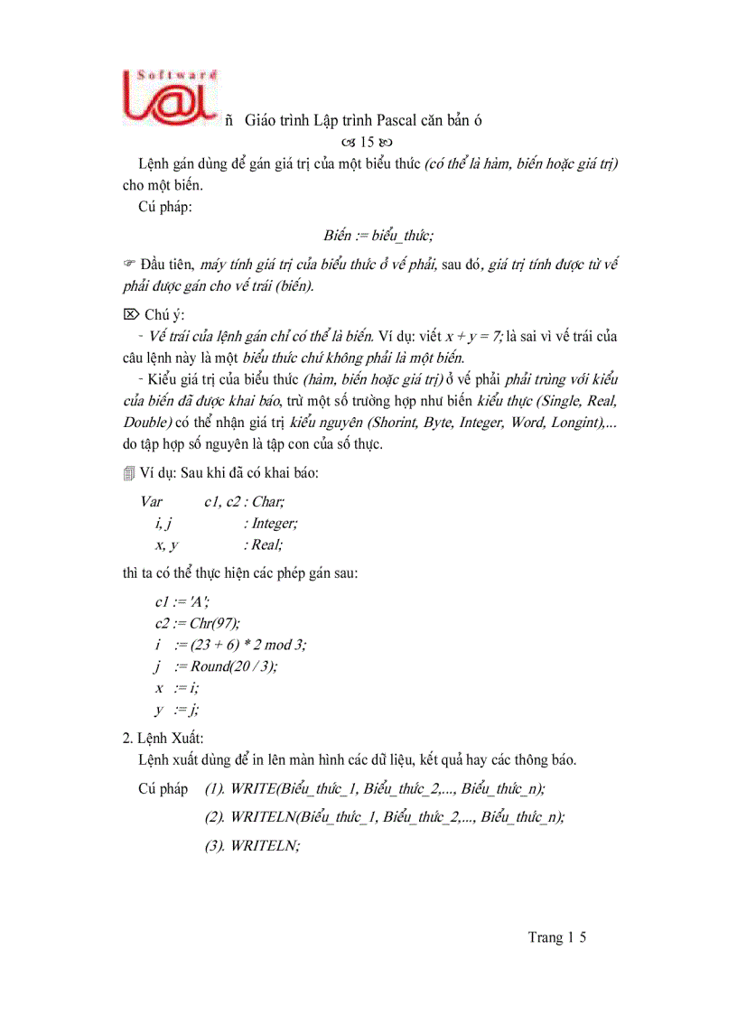 image for page Giáo trình Pascal căn bản