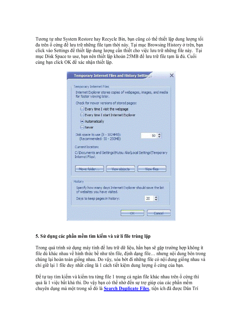 image for page Giải phóng dung lượng ổ cứng