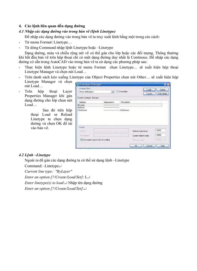image for page Autocad Đại Học Nông nghiệp QUẢN LÝ BẢN VẼ THEO LỚP MÀU VÀ ĐƯỜNG NÉT