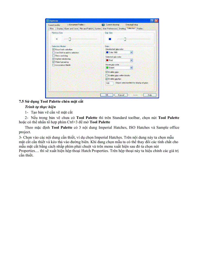 image for page Autocad Đại Học Nông nghiệp HÌNH CẮT MẶT CẮT VÀ KÍ HIỆU VẬT LIỆU