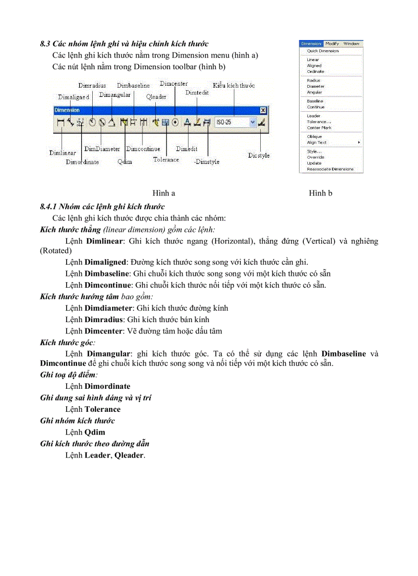 image for page Autocad Đại Học Nông nghiệp GHI VÀ HIỆU CHỈNH KÍCH THƯỚC