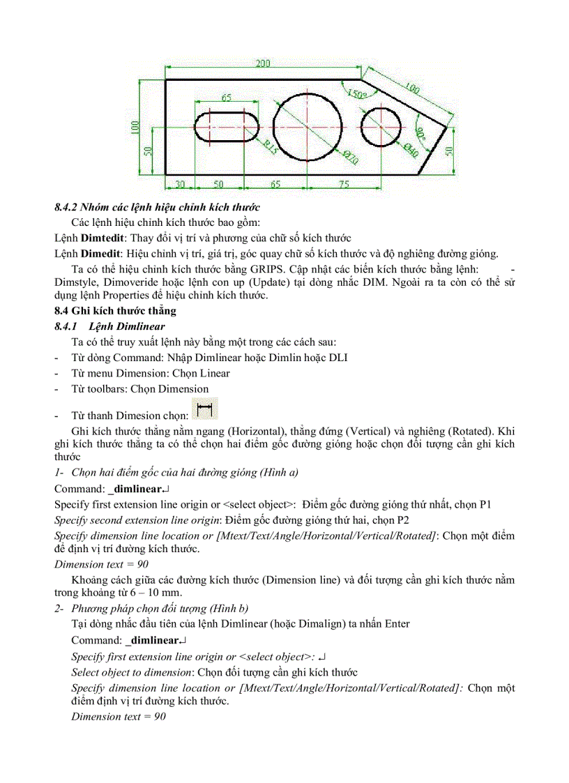 image for page Autocad Đại Học Nông nghiệp GHI VÀ HIỆU CHỈNH KÍCH THƯỚC