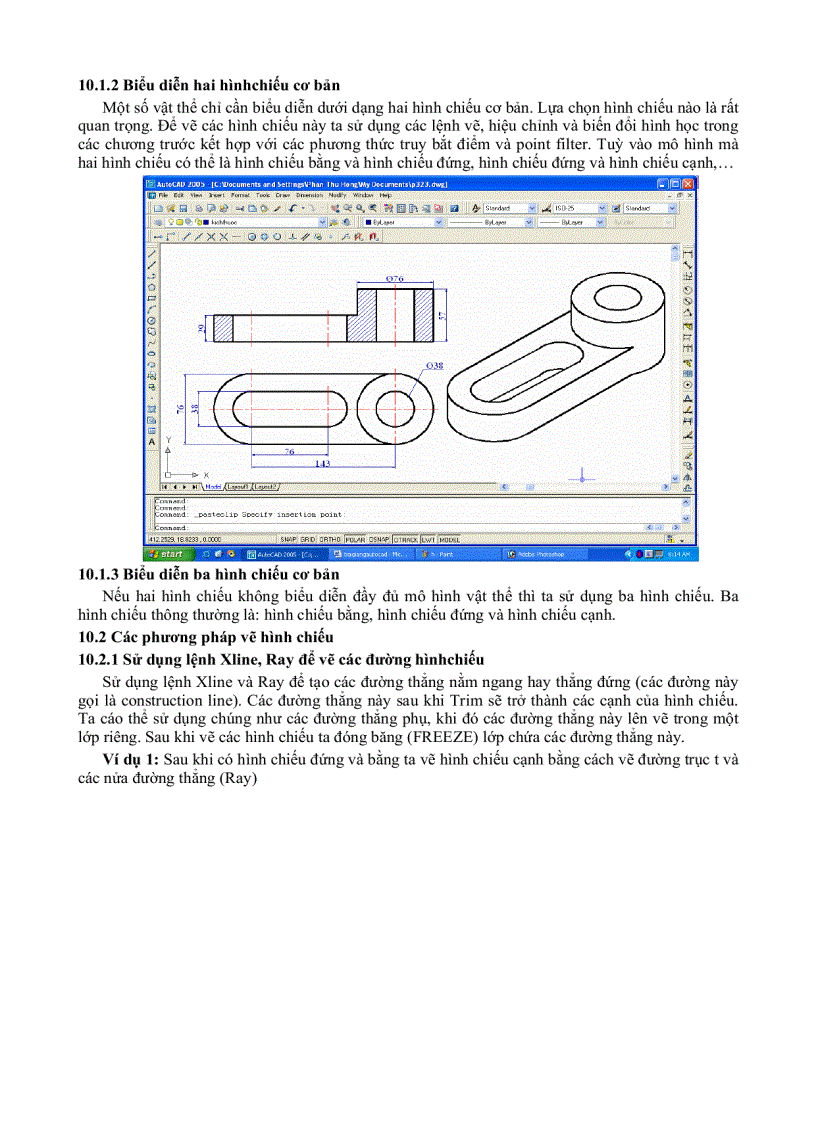 image for page Autocad Đại Học Nông nghiệp PHƯƠNG PHÁP VẼ HÌNH CHIẾU VUÔNG GÓC VÀ HÌNH CHIẾU TRỤC ĐO