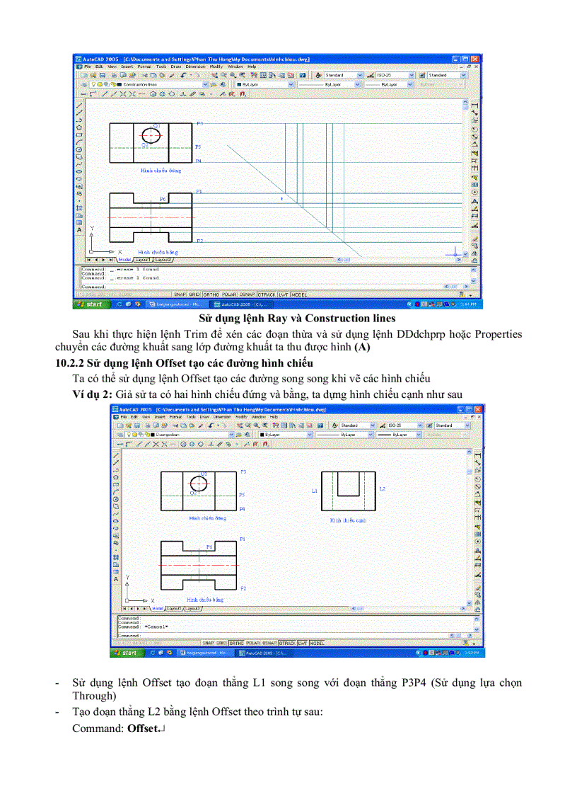image for page Autocad Đại Học Nông nghiệp PHƯƠNG PHÁP VẼ HÌNH CHIẾU VUÔNG GÓC VÀ HÌNH CHIẾU TRỤC ĐO