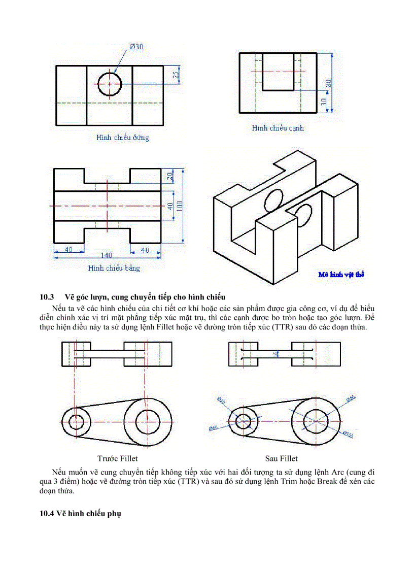 image for page Autocad Đại Học Nông nghiệp PHƯƠNG PHÁP VẼ HÌNH CHIẾU VUÔNG GÓC VÀ HÌNH CHIẾU TRỤC ĐO