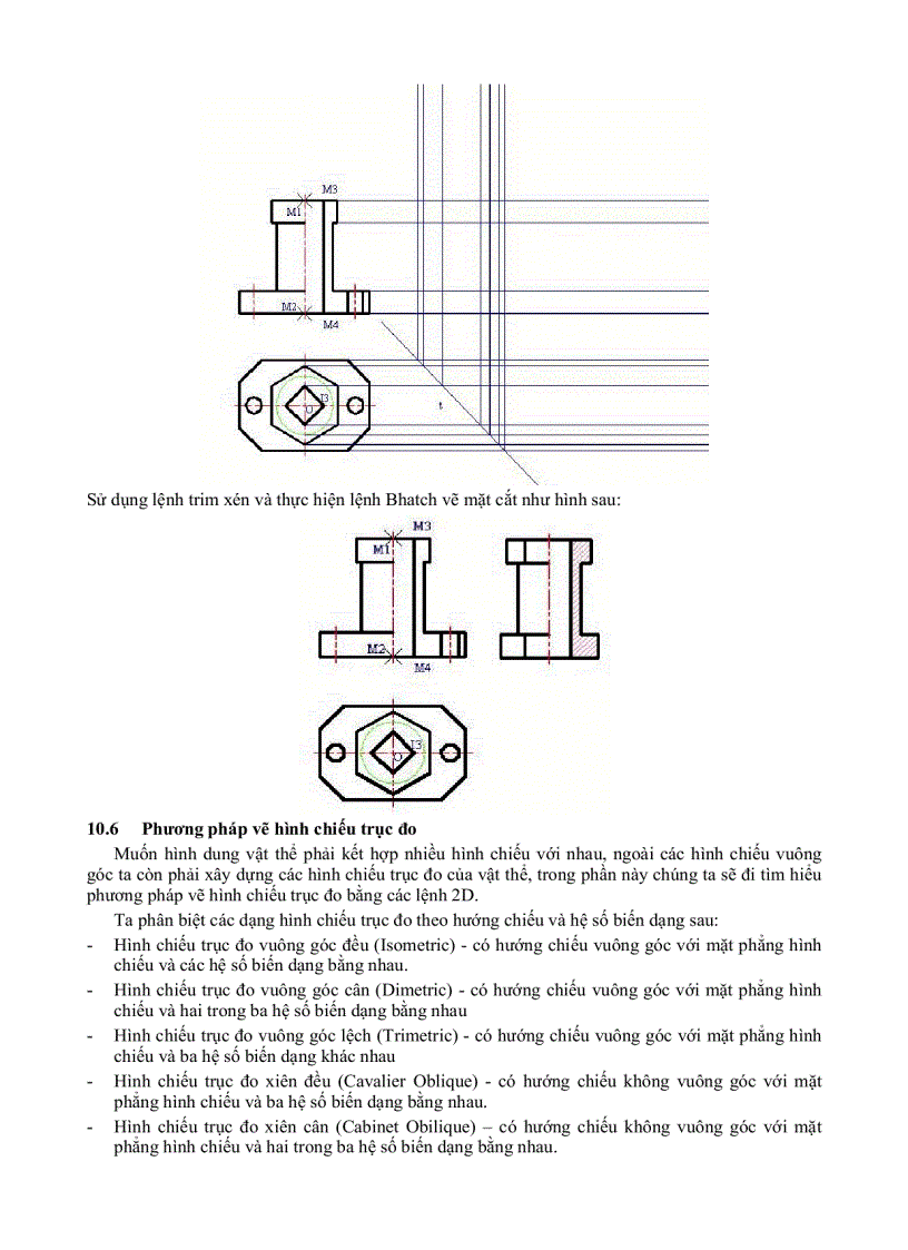 image for page Autocad Đại Học Nông nghiệp PHƯƠNG PHÁP VẼ HÌNH CHIẾU VUÔNG GÓC VÀ HÌNH CHIẾU TRỤC ĐO
