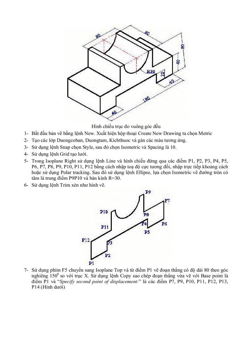 image for page Autocad Đại Học Nông nghiệp PHƯƠNG PHÁP VẼ HÌNH CHIẾU VUÔNG GÓC VÀ HÌNH CHIẾU TRỤC ĐO