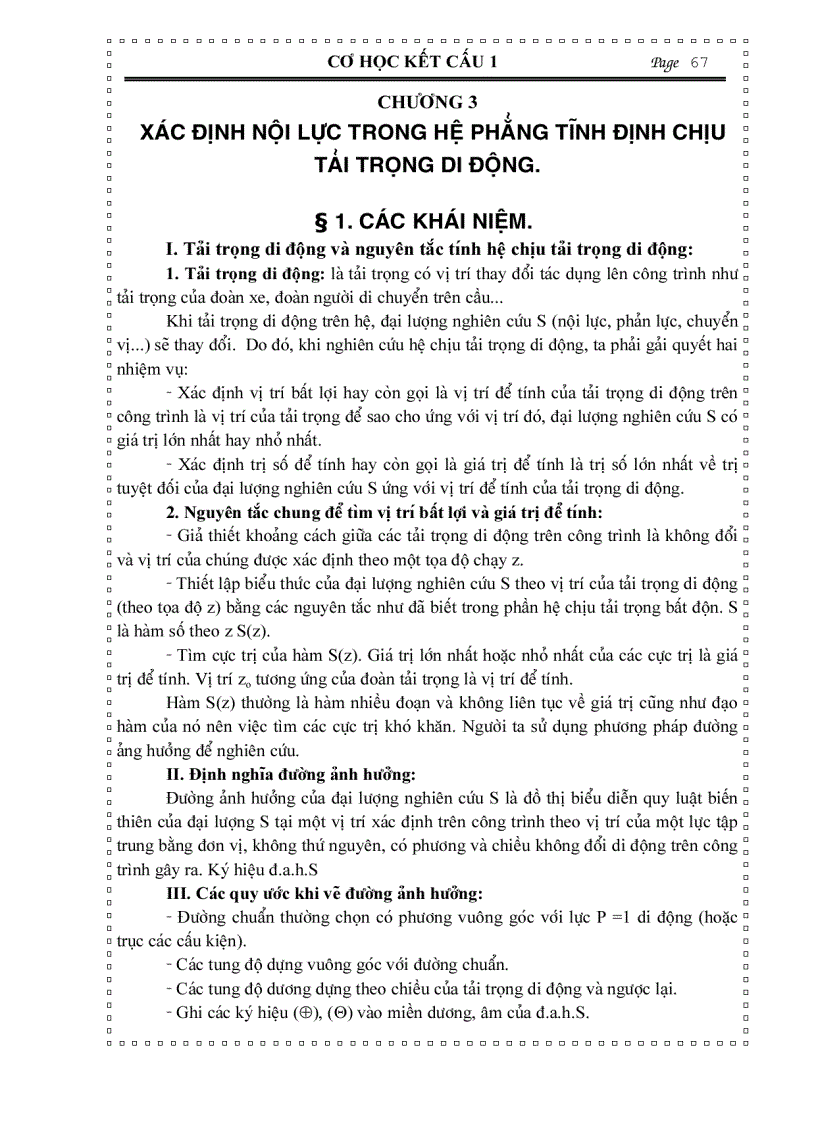 image for page Cơ học kết cấu XÁC ĐỊNH NỘI LỰC TRONG HỆ PHẲNG TĨNH ĐỊNH CHỊU TẢI TRỌNG DI ĐỘNG