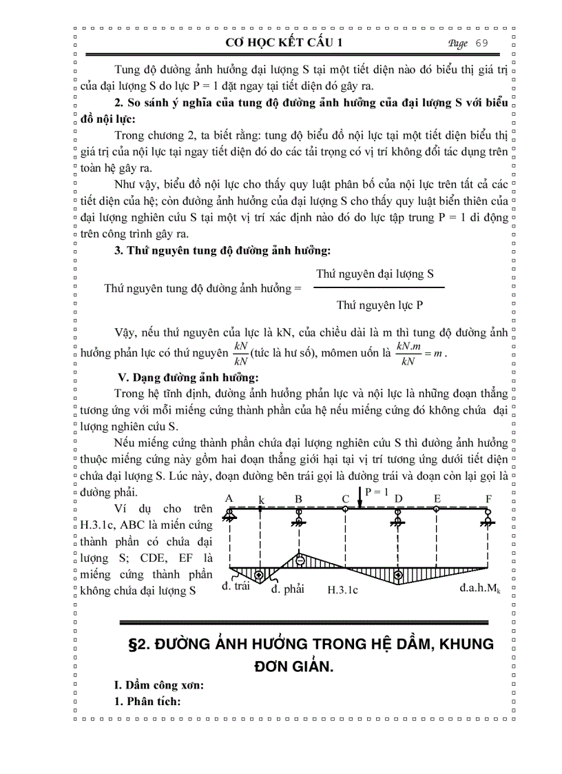 image for page Cơ học kết cấu XÁC ĐỊNH NỘI LỰC TRONG HỆ PHẲNG TĨNH ĐỊNH CHỊU TẢI TRỌNG DI ĐỘNG