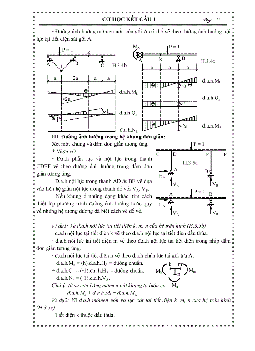 image for page Cơ học kết cấu XÁC ĐỊNH NỘI LỰC TRONG HỆ PHẲNG TĨNH ĐỊNH CHỊU TẢI TRỌNG DI ĐỘNG