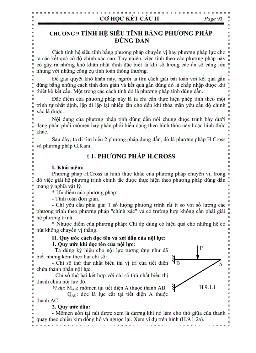 image for page Cơ học kết cấu TÍNH HỆ SIÊU TĨNH BẰNG PHƯƠNG PHÁP ĐÚNG DẦN