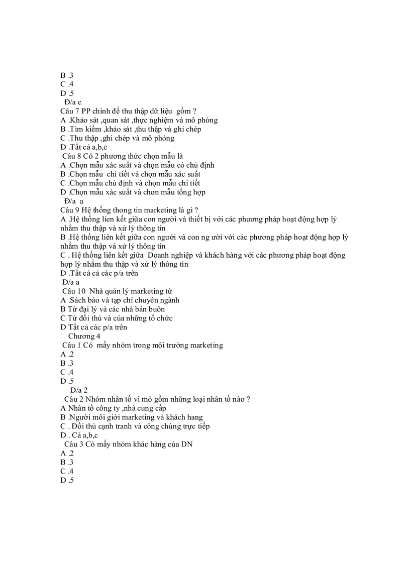 image for page Câu Hỏi Trắc Nghiệm Môn Marketing