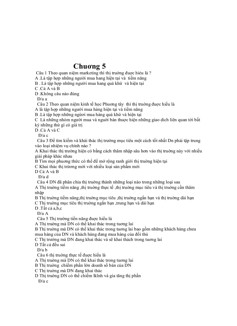 image for page Câu Hỏi Trắc Nghiệm Môn Marketing