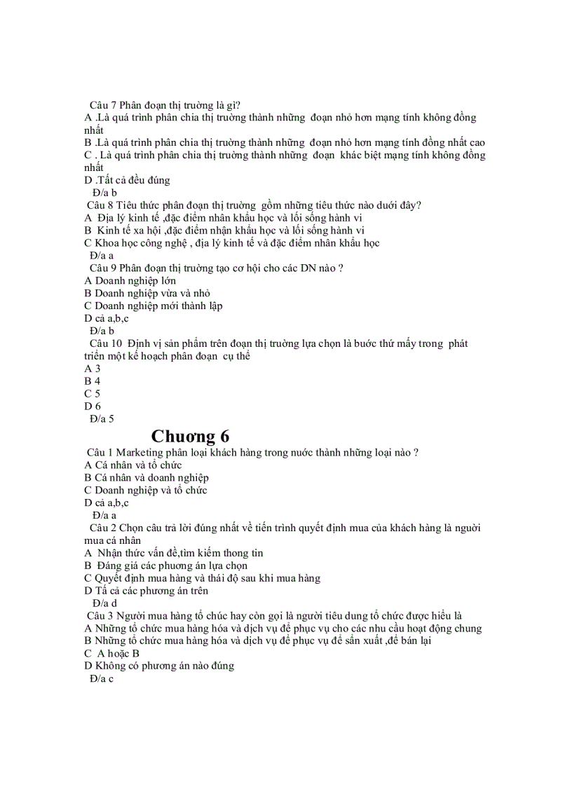 image for page Câu Hỏi Trắc Nghiệm Môn Marketing