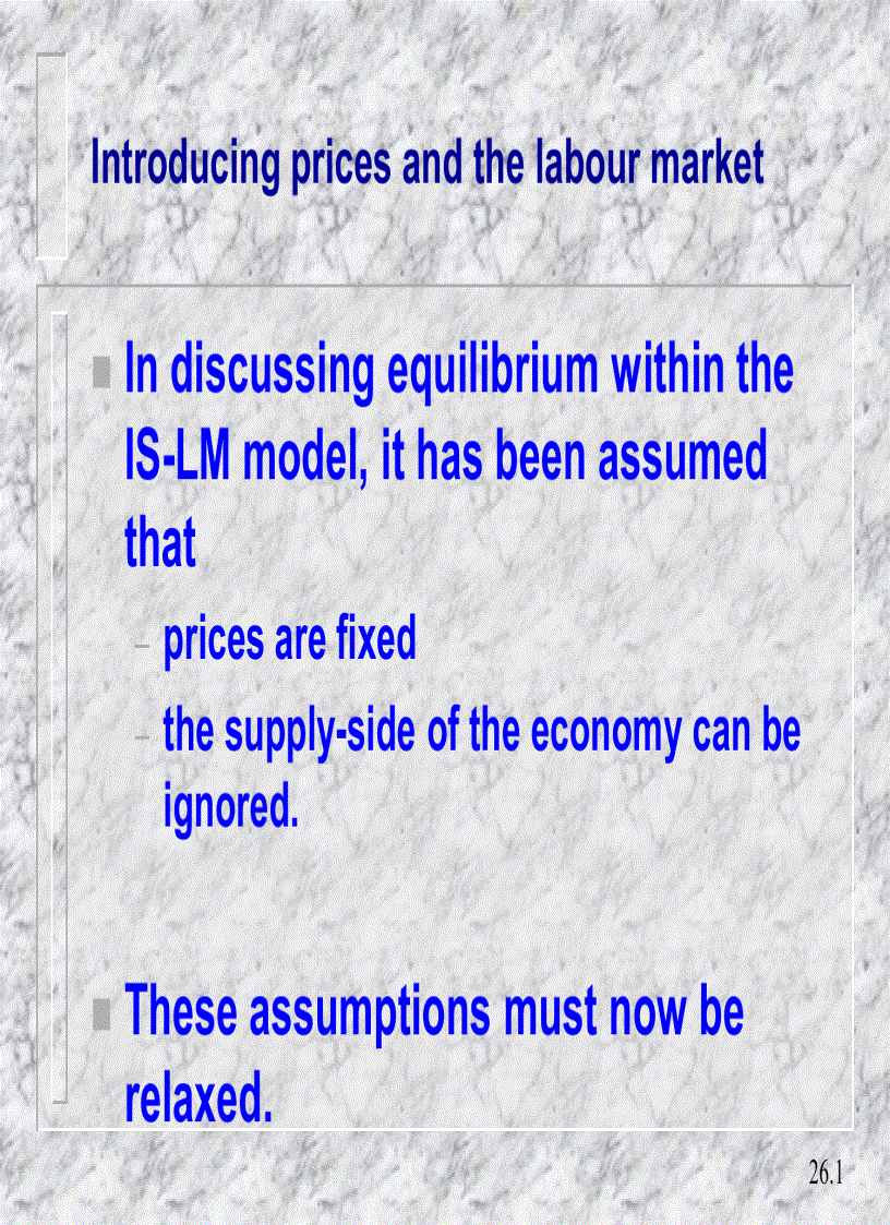 Aggregate supply the price level and the speed of adjustment