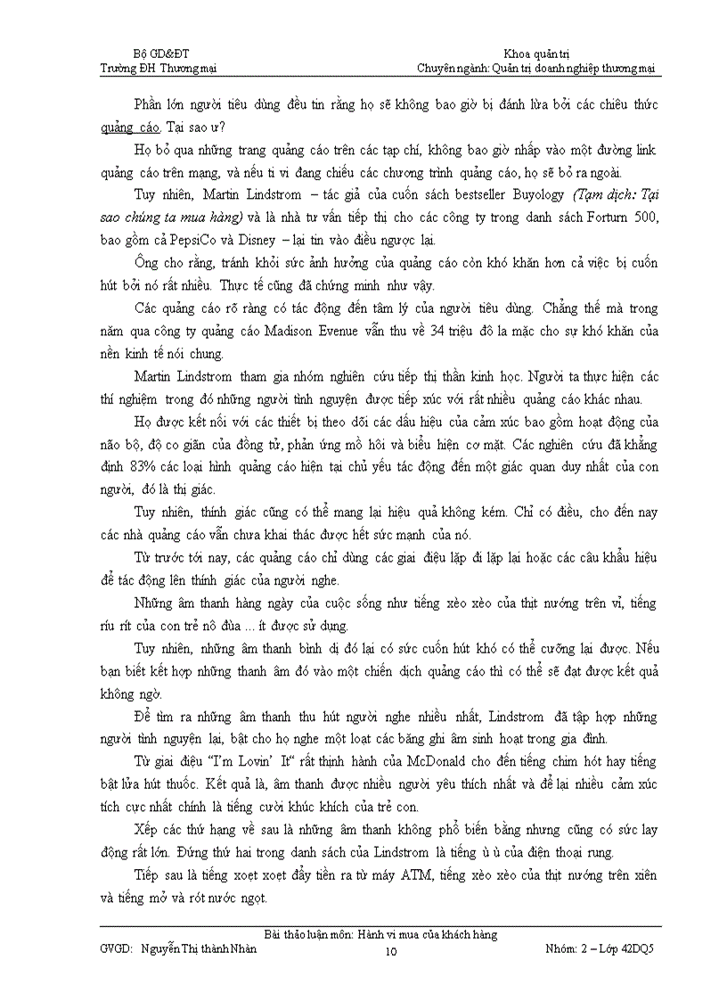 image for page Môn học hành vi mua của khách hàng 1