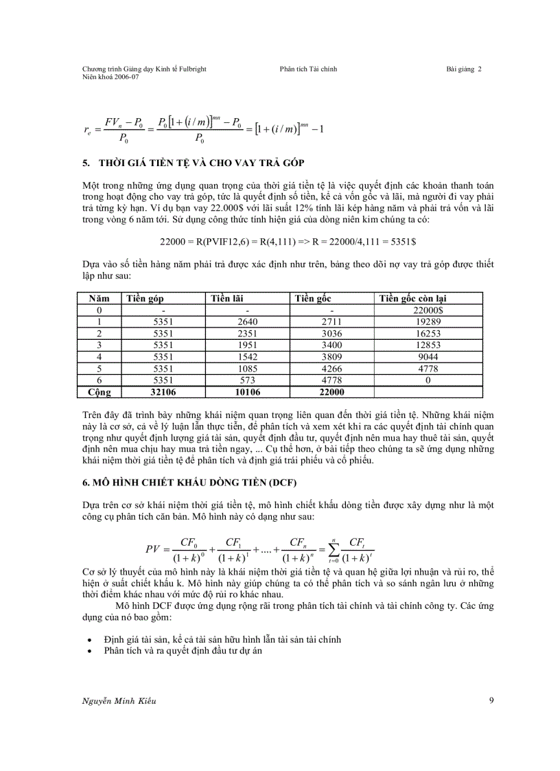 image for page Thời giá tiền tệ và mô hình chiết khấu dòng tiền