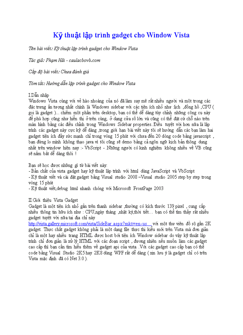 image for page Kỹ thuật lập trình Gadget Tiếng Việt