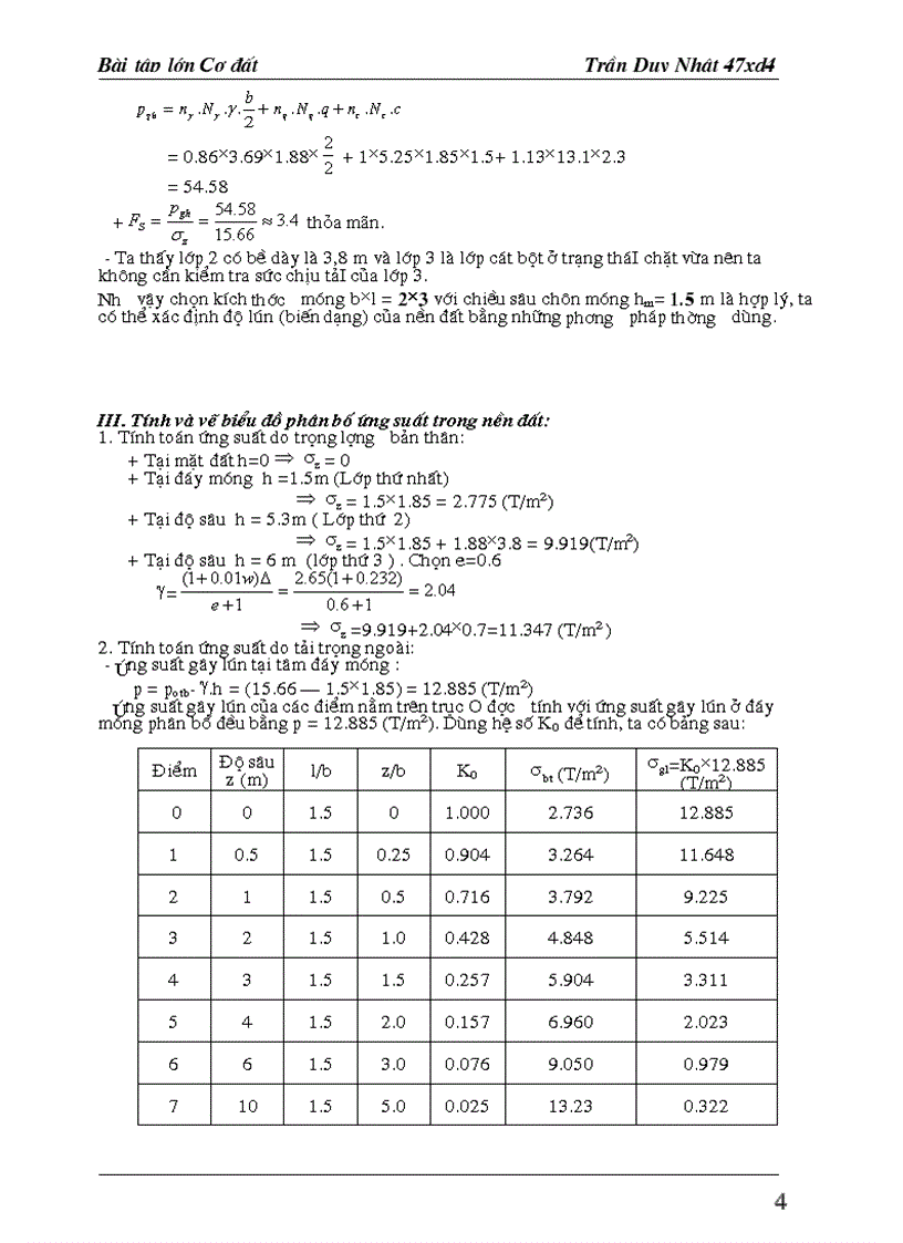 Bài tập lớn cơ học đất K475 Đh Xây Dựng