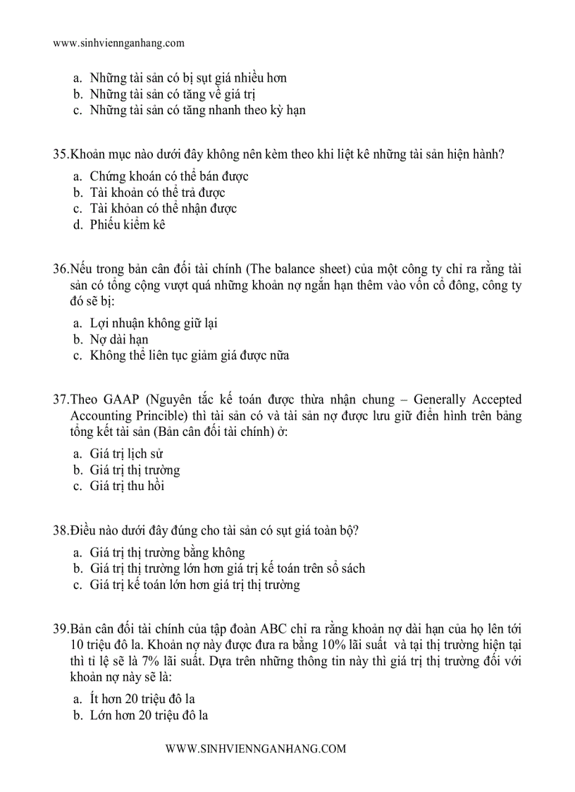 image for page Ngân hàng câu hỏi trắc nghiệm về tài chính 2